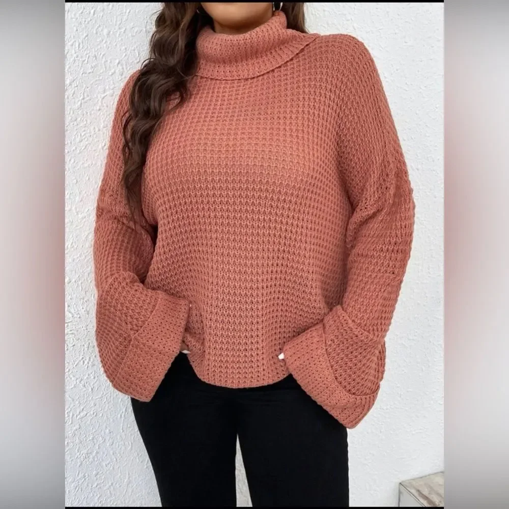 Plus Turtleneck wide sleeve sweater - Picture 2 of 2